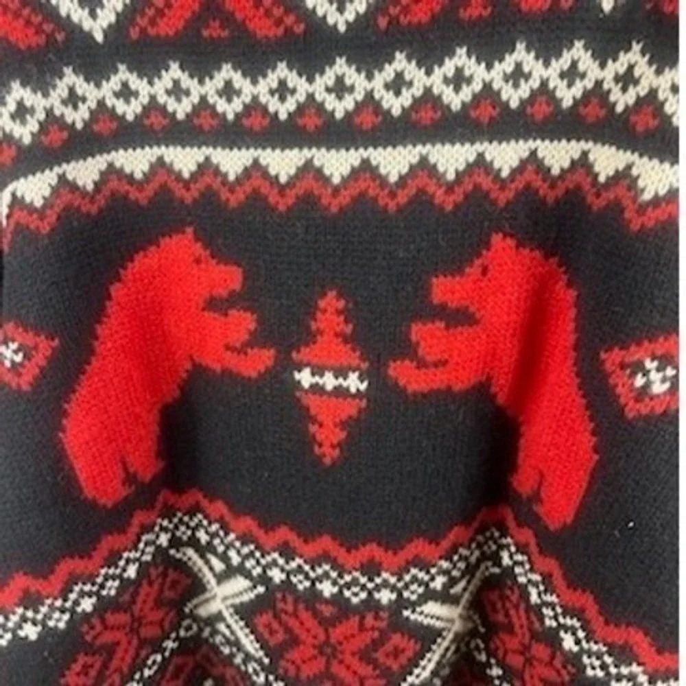 NEW Polo Ralph Lauren‎ Sweater Men's Size XL Black Red 100% Wool Polar Bear